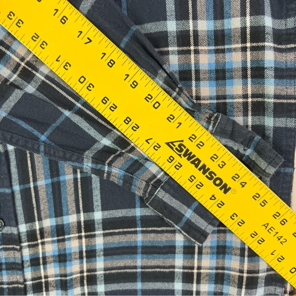 Original Weatherproof Flannel Shirt Men's Size Medium Blue Plaid Button Down - Picture 10 of 10
